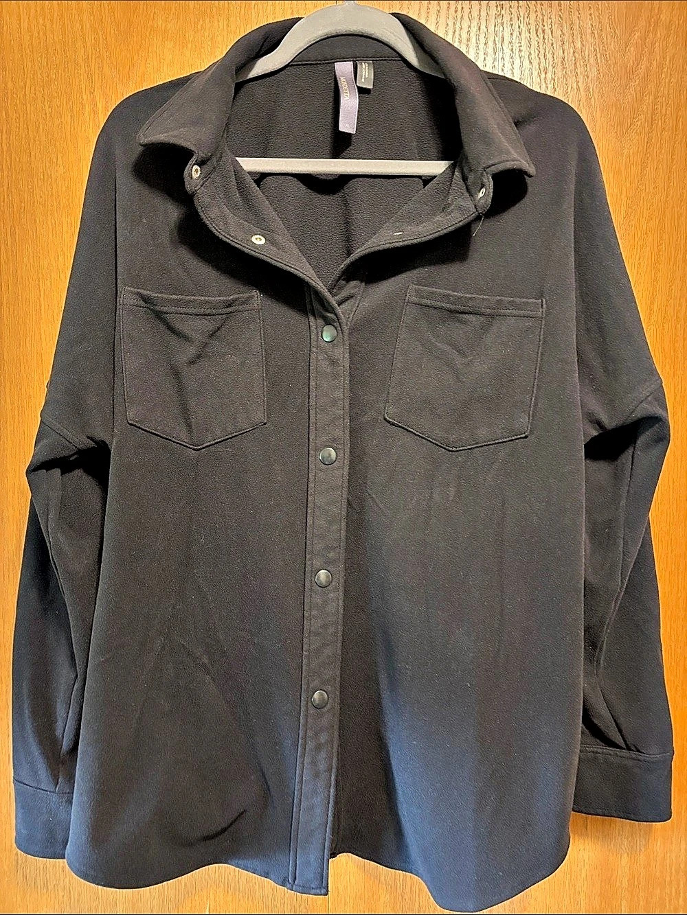 MONDETTA Cozy Fleece Snap-Front Shirt Jacket Black XL